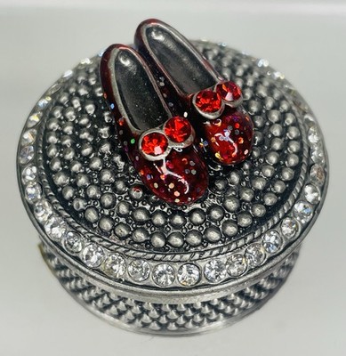 Vintage Zauberer von Oz Dorothy Rubin Hausschuhe Schmuckkästchen Schmuck Zinn 4 cm