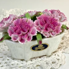 Vintage August Carnation Porcelain Flower Birthday Gift Figurine Aynsley England