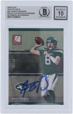 Aaron Rodgers Jets Signed 2023 Panini Donruss Elite 03 #50 #/10 BAS 10 Card