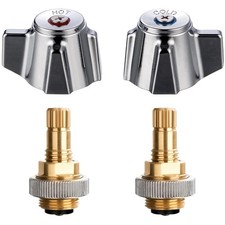 Brass Hot & Cold Faucet Stems Knob Set, Comme...