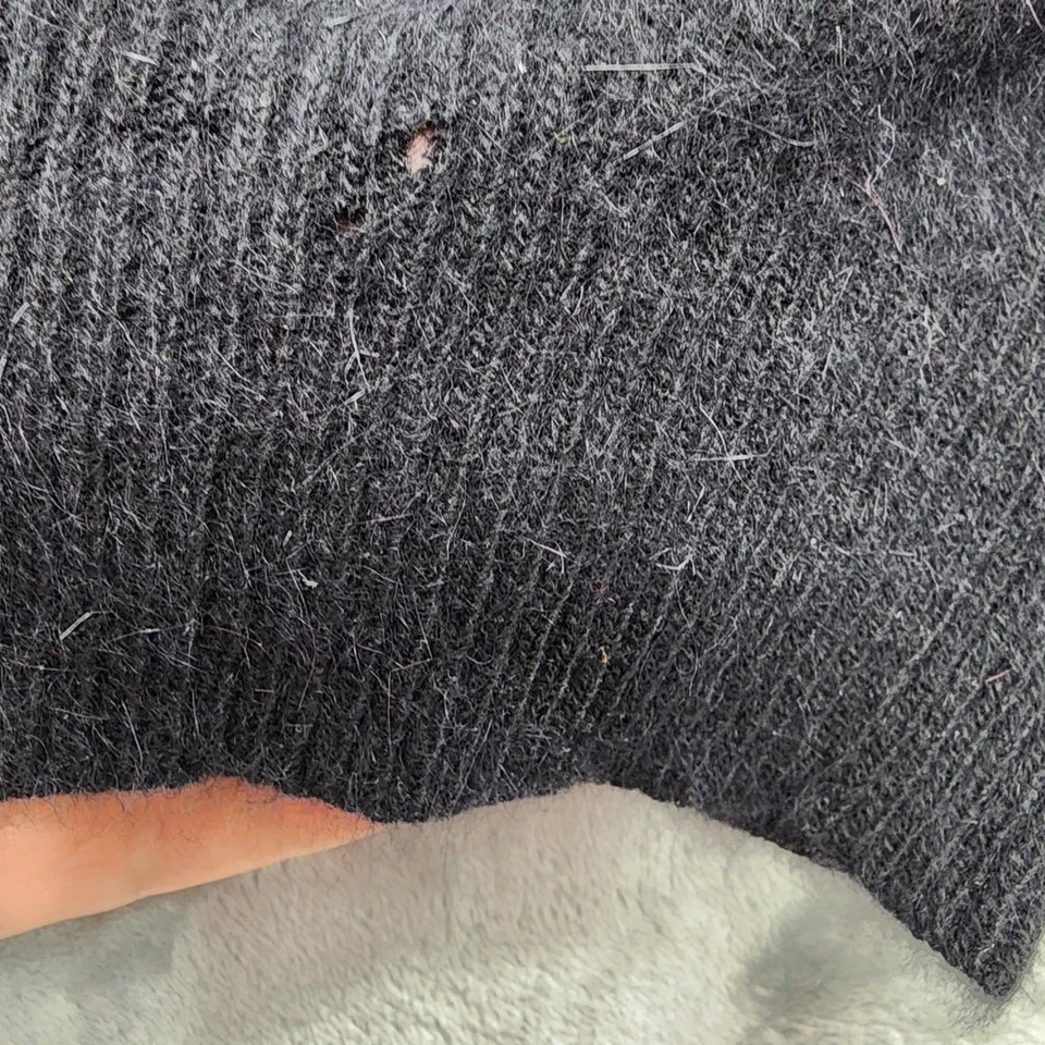 Винтажный женский свитер Renee Tener Jeanne Pierre L черный серебристый шерстяной ангорский трикотаж - Изображение 3 из 4