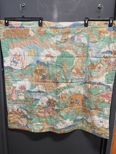 Vintage Handmade Nursery Rhymes Baby Quilt Blanket 35.5  x 34.25  