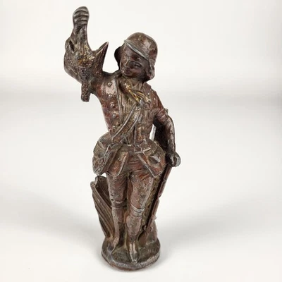 CHASSE - Sculpture Régule Chasseur Fusil Oiseau Faisan - Fin XIXe 19e siècle - Photo 1/4