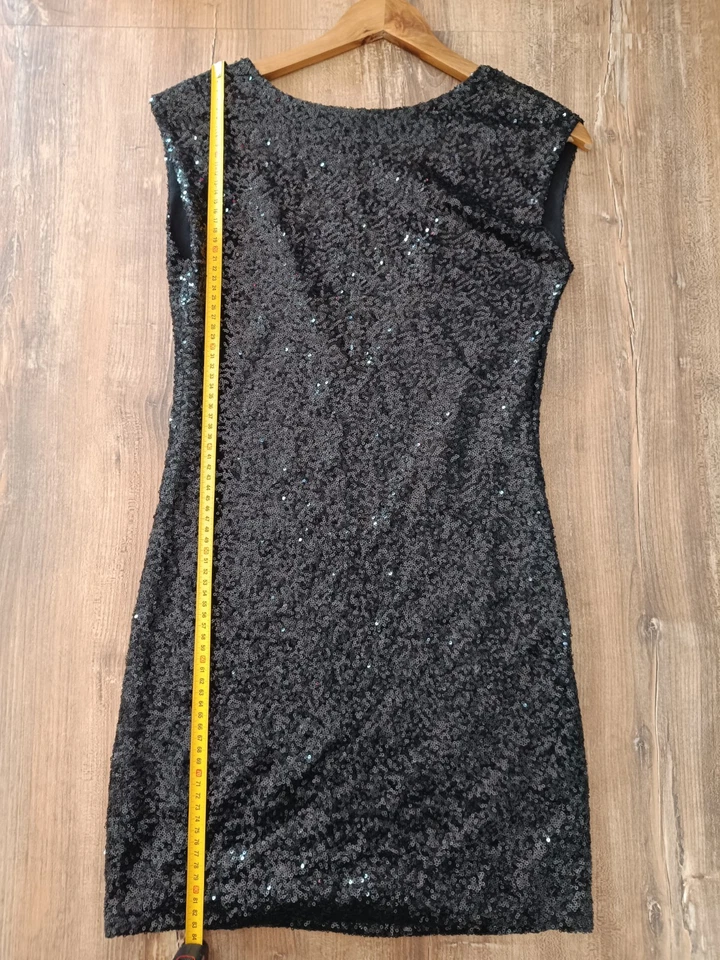 Schwarzes Kleid mit Pailletten - elegantes Mini Partykleid - Bild 4 von 4