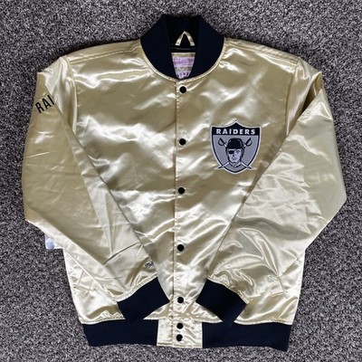 Las Vegas Raiders Mens Mitchell & Ness Light Weight Satin Gold Jacket Medium