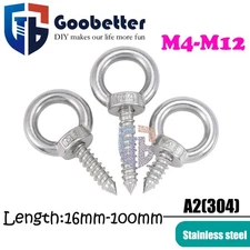 Heavy Duty In Eye Hooks Screws Lifting Eye Bolts Ring Eyelet Hooks Self Tapping