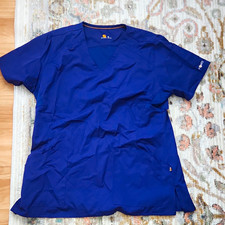Carhartt Womens M Purple Solid V-Neck Medical Scrub Top Twill Polyester