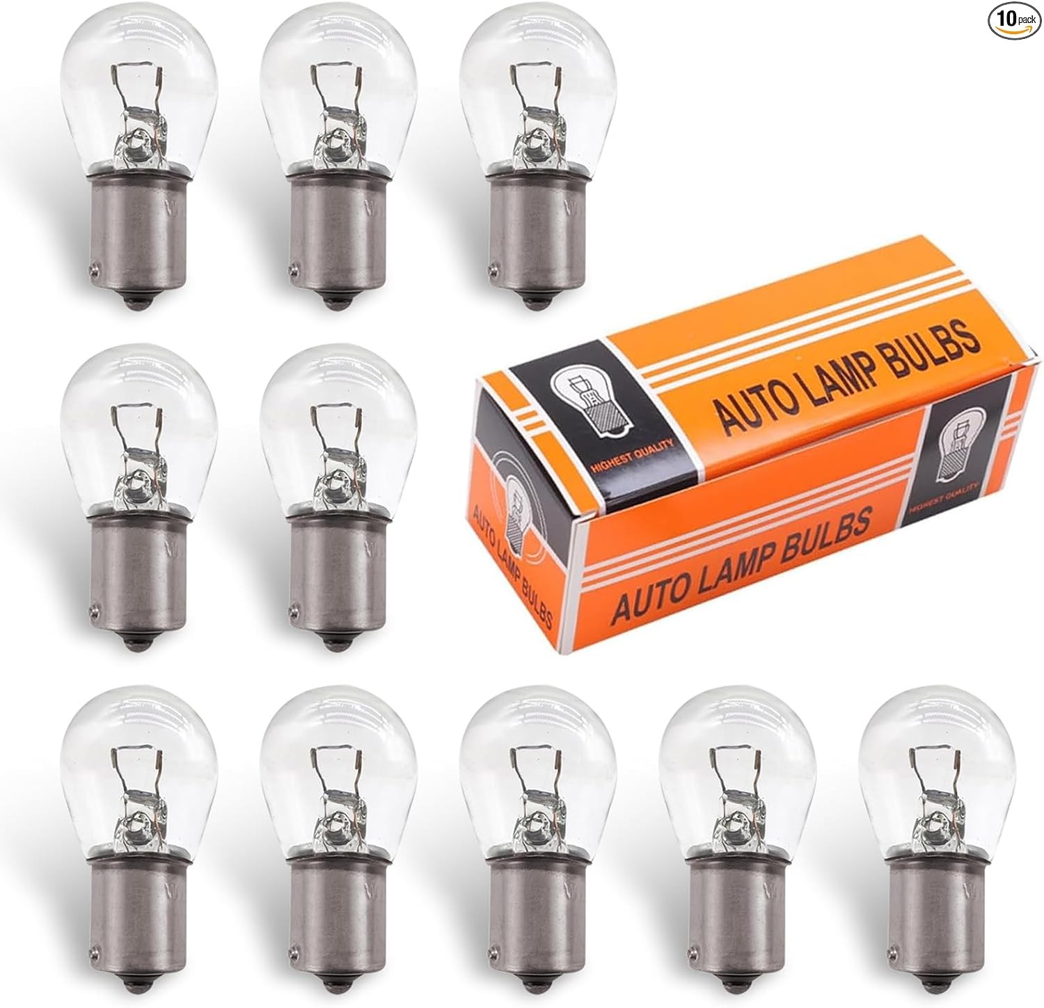 10 Pack Brake Light Bulbs, 12V 21W Mini Bulb Taillight Turn Transparent #1141