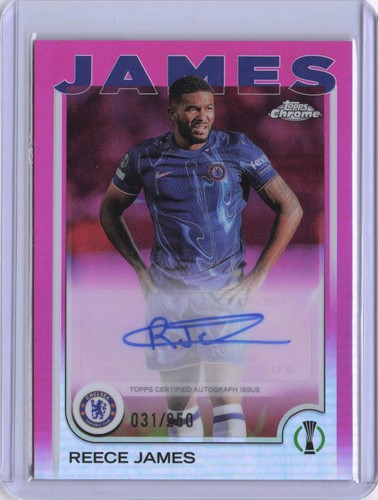 2024-25 Topps Chrome UCC #CA-RJ Reece James Chrome Auto Pink Refractor #/250