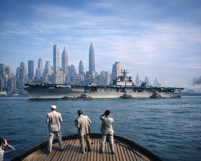 USS Enterprise CV-6 Brooklyn Navy Yard Final Voyage 1958 Colorized Photo