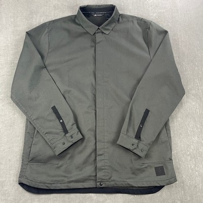 Adidas Men XL Olive Green Adicross Golf Jacket Snap Front Lightweight Outerwear
