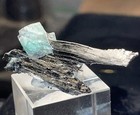 BEAUTIFUL FLUORITE ON BLACK TOURMALINE MINIATURE ERONGO MTNS,NAMIBIA  — photo 1