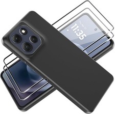 For Motorola Moto G86 / Power Case, Slim Gel Phone Cover Glass Screen Protector