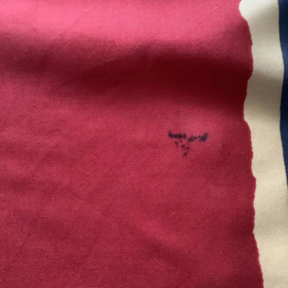 B1 A Hand Stitched Blue Red & Beige 26 Inch Vintage 100% Silk Scarf by Liberty  - Image 4 of 4