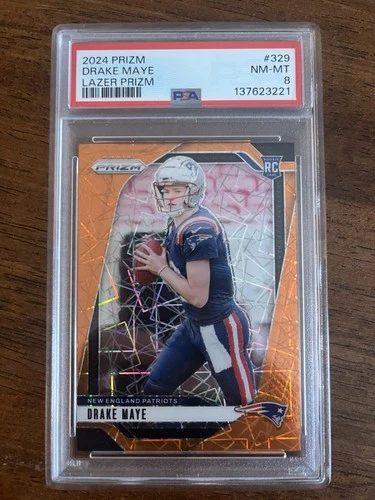 2024 Panini Prizm Rookie Drake Maye #329 Lazer Prizm (RC) PSA 8 🔥 MVP PATS 🔥
