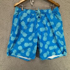 Old Navy Boys Drawstring Swim Shorts Pineapple Printed Blue Size L