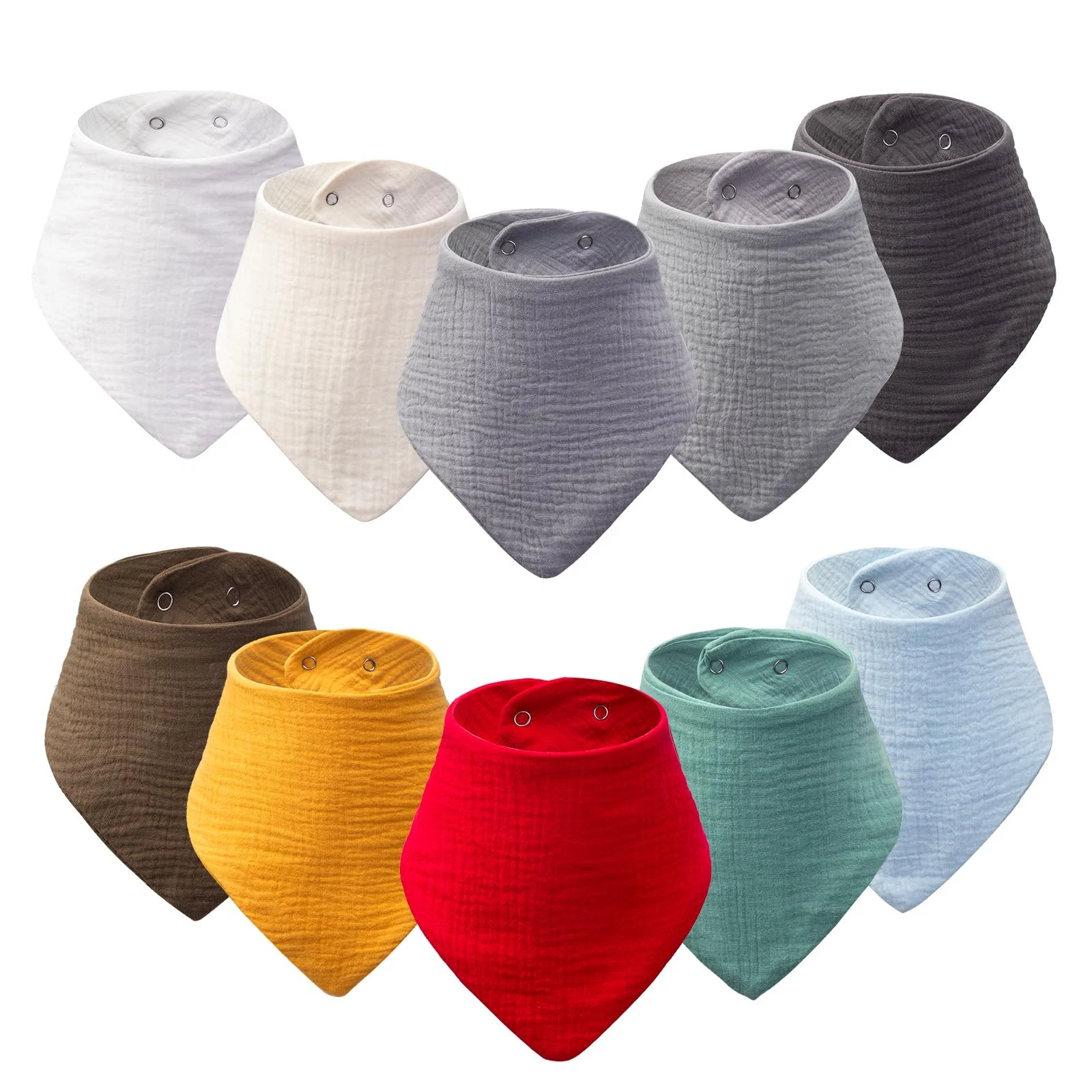 10 Pack Drool Bibs for Babies - Highly Absorbent 100% Cotton Bandana Bibs, So...