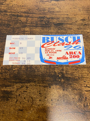 1996 ARCA 200 Busch Class Daytona NASCAR Ticket Winner Dale Jarrett
