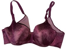 Cacique Lane Bryant Womens Underwire Bra Lightly Lined Balconette 38D Burgundy