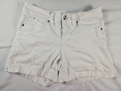 Royalty For Me White Distressed Denim Shorts Size 6 Stretch Summer Festival