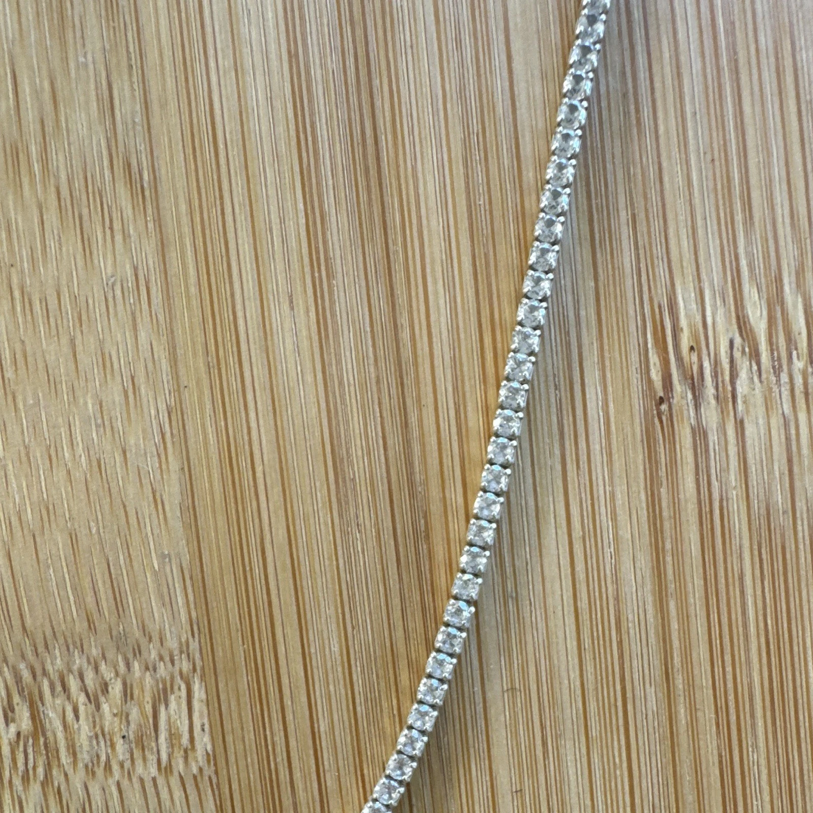 925 Sterling Silver Cubic Zirconia Tennis Necklace Box Chain Spring Ring - product detail image 3
