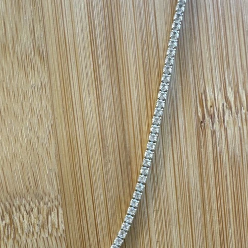 925 Sterling Silver Cubic Zirconia Tennis Necklace Box Chain Spring Ring image 3