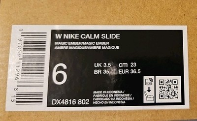 Womens Nike Calm Slide Magic Ember  Sandal Slip On Size 6w DX4816-802 NEW