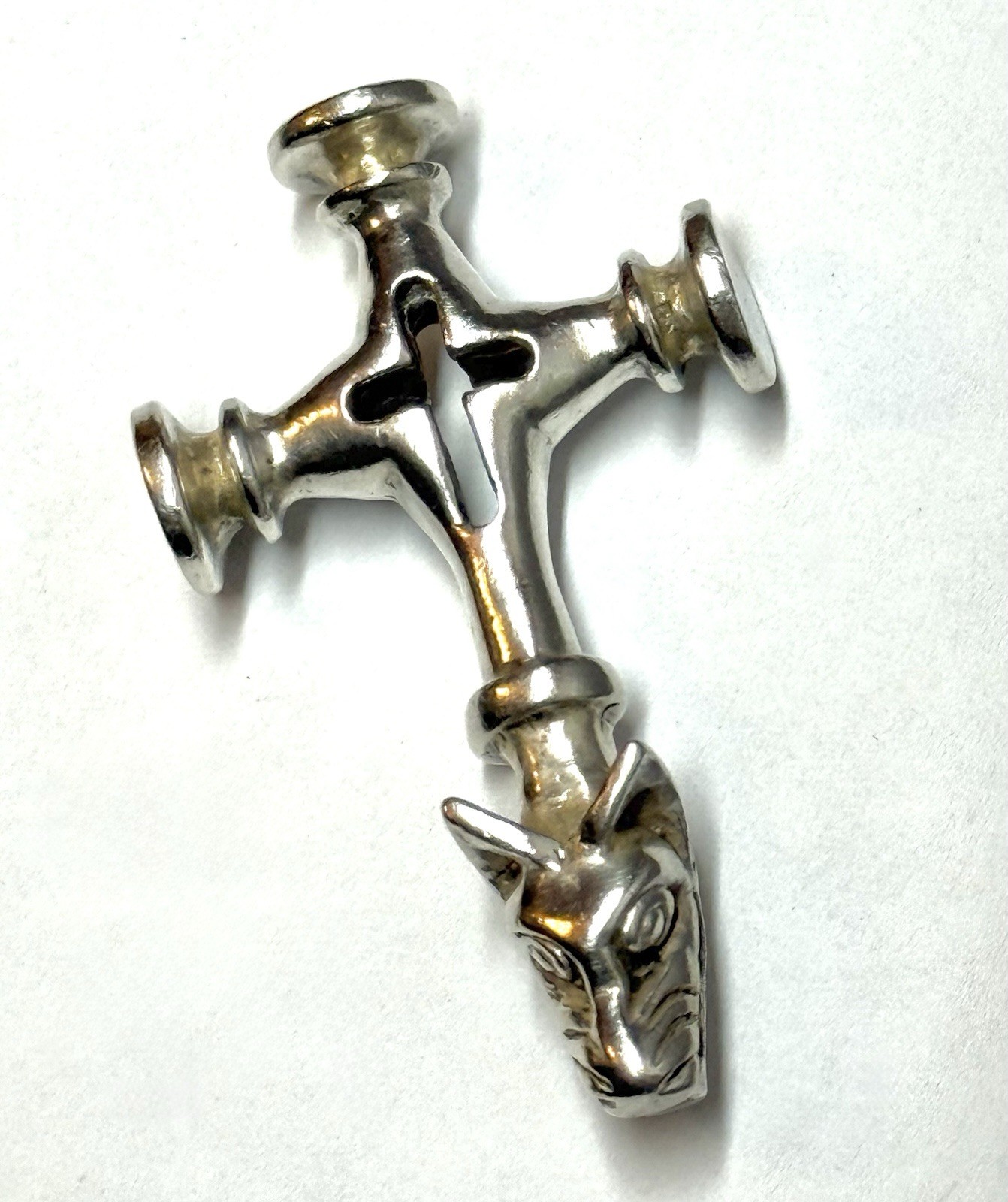 Large Solid Sterling Silver 925 Icelandic Wolf Cr… - image 16