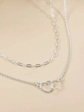 US Seller- 2pcs Heart Charm Necklace