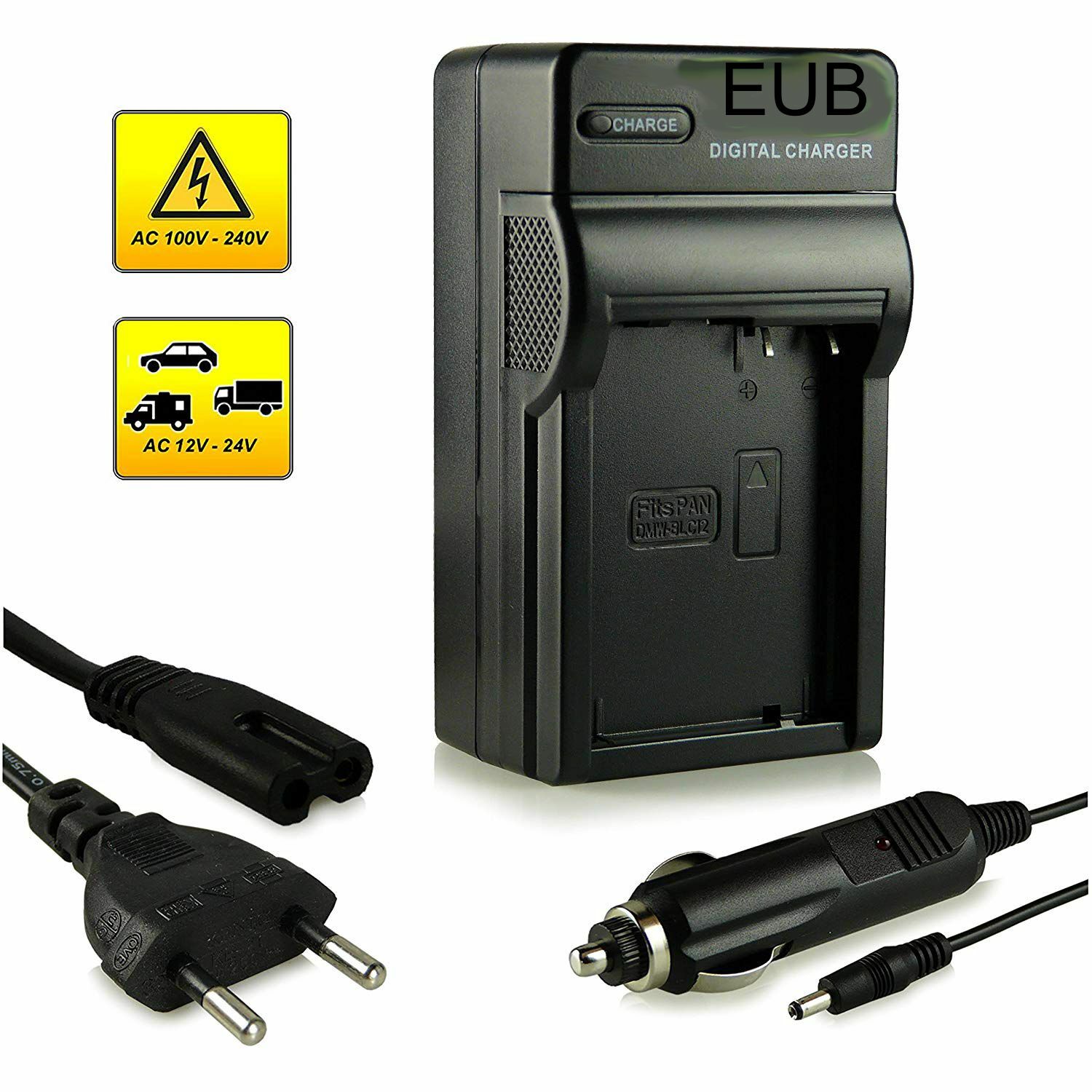 Caricatore 3in1 casa auto pe Panasonic DMW-BLC12 DMC-FZ200 DMC-GH2 DMC-G5 DMC-G6