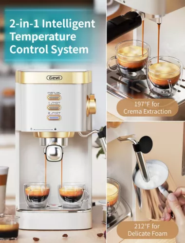 Gevi Espresso Machine 20 Bar with Milk Frother Coffee Machine Latte Cappuccino image