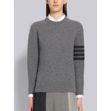 NWT THOM BROWNE GREY CASHMERE-BLEND CREWNECK 4-BAR SWEATER US 10 1450