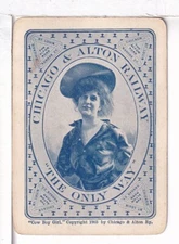 Single Railroad Playing Card "Chicago Alton RR, C&A-1" Bollhagen, Standard, 1903