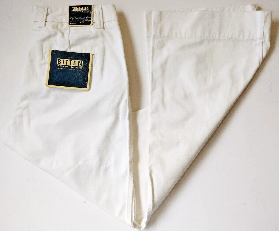 Pantalones informales BITTEN Sarah Jessica Parker para niñas mujeres nuevos con etiquetas talla 8R X 27 blancos Foto 4 de 4