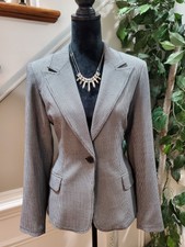 Diane Gilman Women's Gray Polyester Long Sleeve Single Breasted Blazer Size Xs