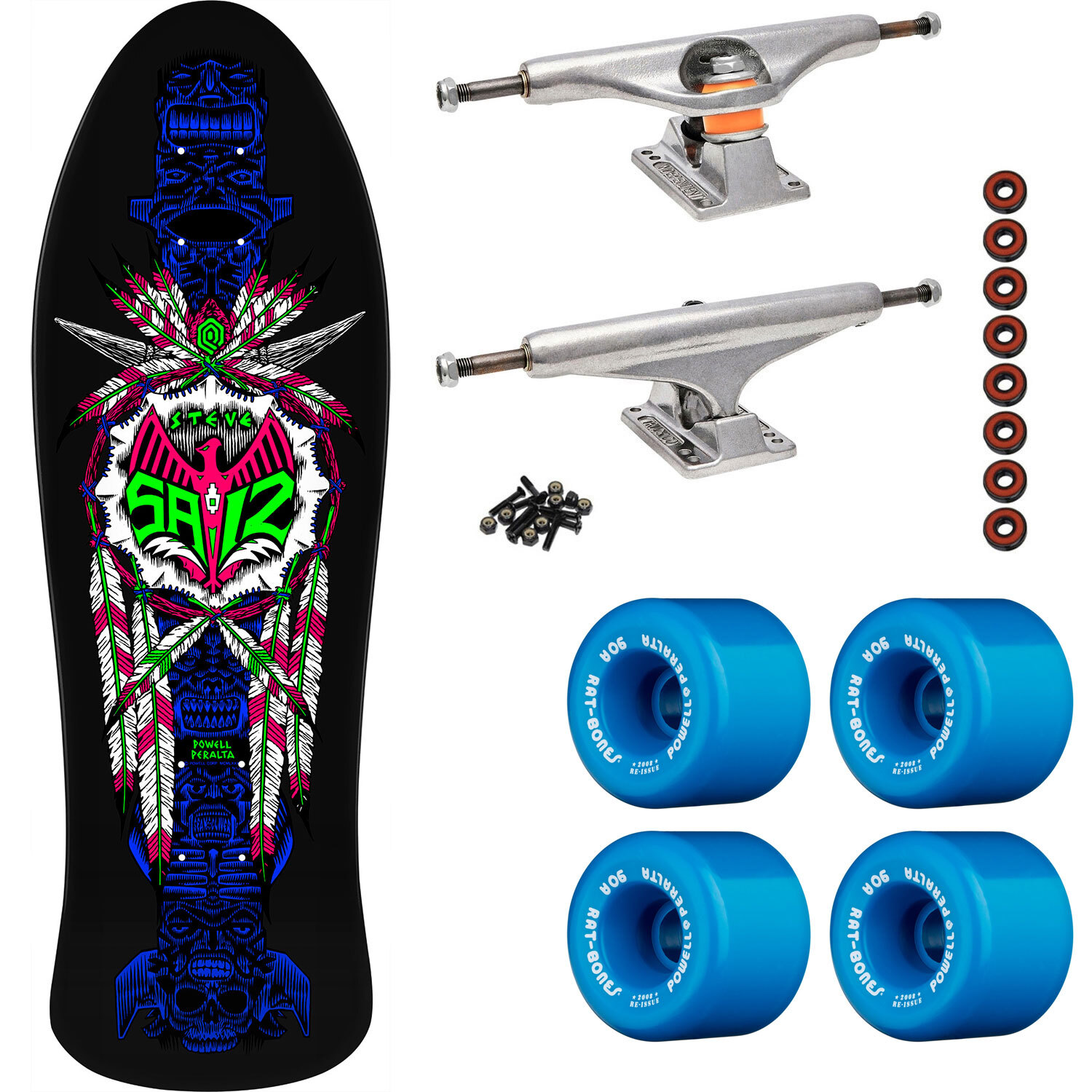 Powell Peralta Skateboard Steve Saiz Totem Blacklight / Independent/ Rat Bones