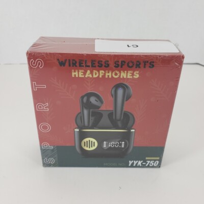 YYK-750 Black Sport Wireless Bluetooth Noise Canceling Earbuds-Factory Sealed