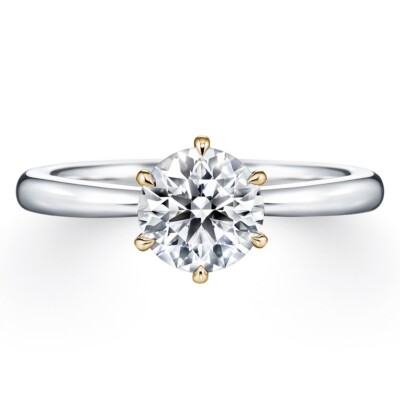 Rundschliff Diamant 18 K mehrfarbiges Gold Lab Grown Verlobungsring 0,55 ct