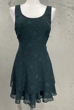Vintage Rampage Dress  Green XL  Rose  print tiered Dark Fairy