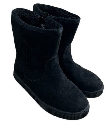 Girl's Holland Zipper Shearling Style Black Boots Sz 12 Side Zipper Warm Winter - Picture 2 of 7