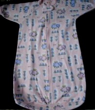 Vintage Carter's Pink Fleece Emu Elephant Infant Sleep Bag One Size