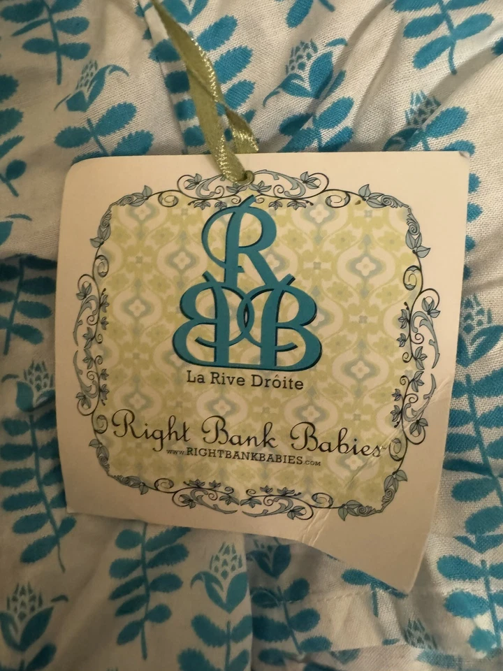 Pantalones Cortos Right Bank Bebés Niñas Blanco y Verde Azulado Reversible Lino Floral Vid; 5T Foto 4 de 4