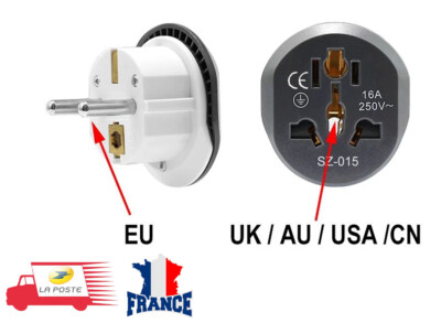 Vhbw Adaptateur Voyage Pour Prise 230 V, Type G BS 1363 (connecteur UK Vers Prise Euro) - Noir