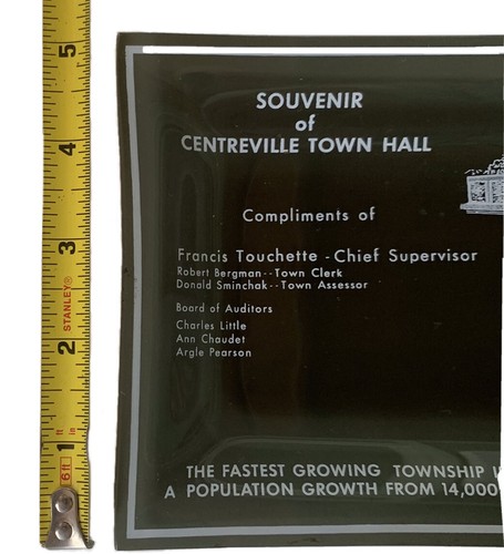 Vintage Glas Souvenir Tablett Centreville Rathaus Cahokia Heights IL Schmuck Pin - Bild 3 von 5