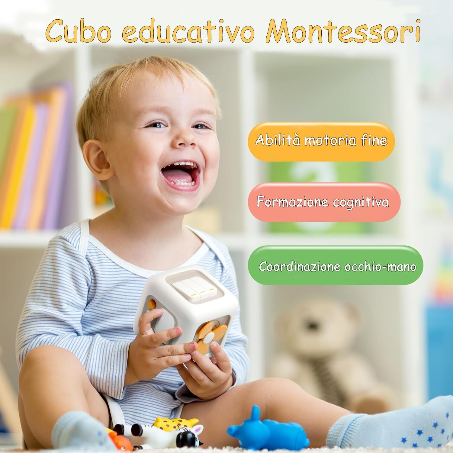 Cubo Occupato 6 in 1, Giocattoli per Bambini per Bambine Di 1 Anno, Giochi Senso foto 3