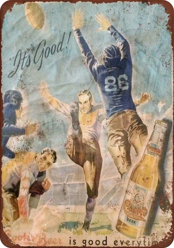 Cook's Beer and Football Vintage Look Reproduction Metal Sign 8 x 12
