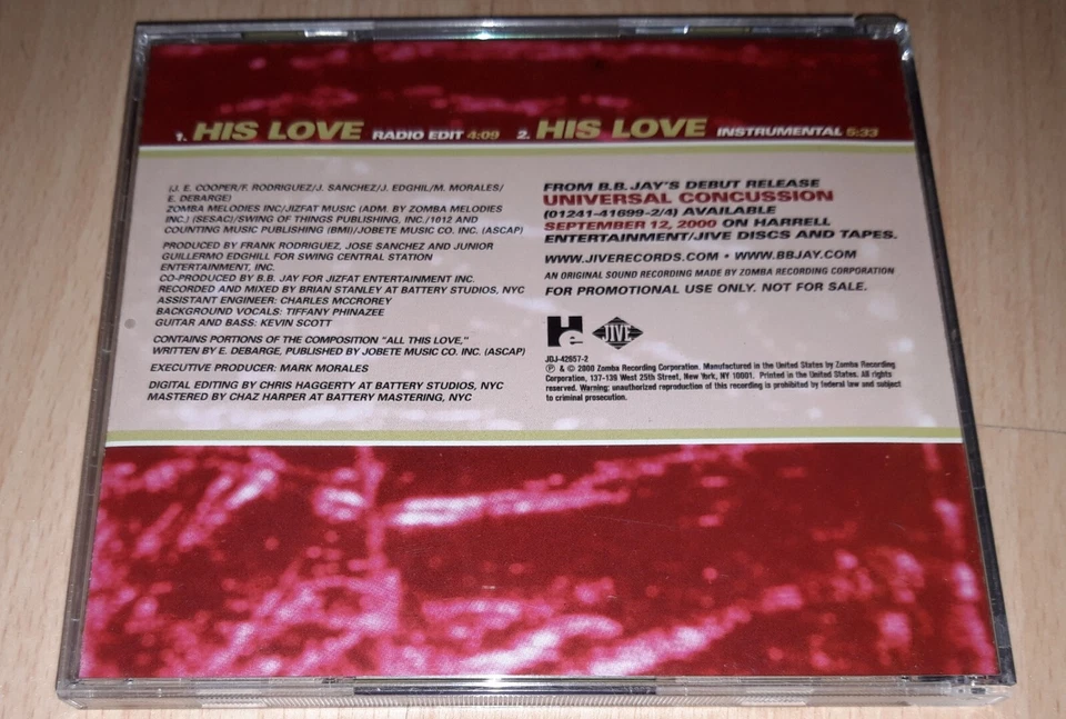 B.B. JAY - His Love - PROMO CD Single US RAP Hip Hop MARK MORALES, EL DEBARGE - Bild 3 von 4