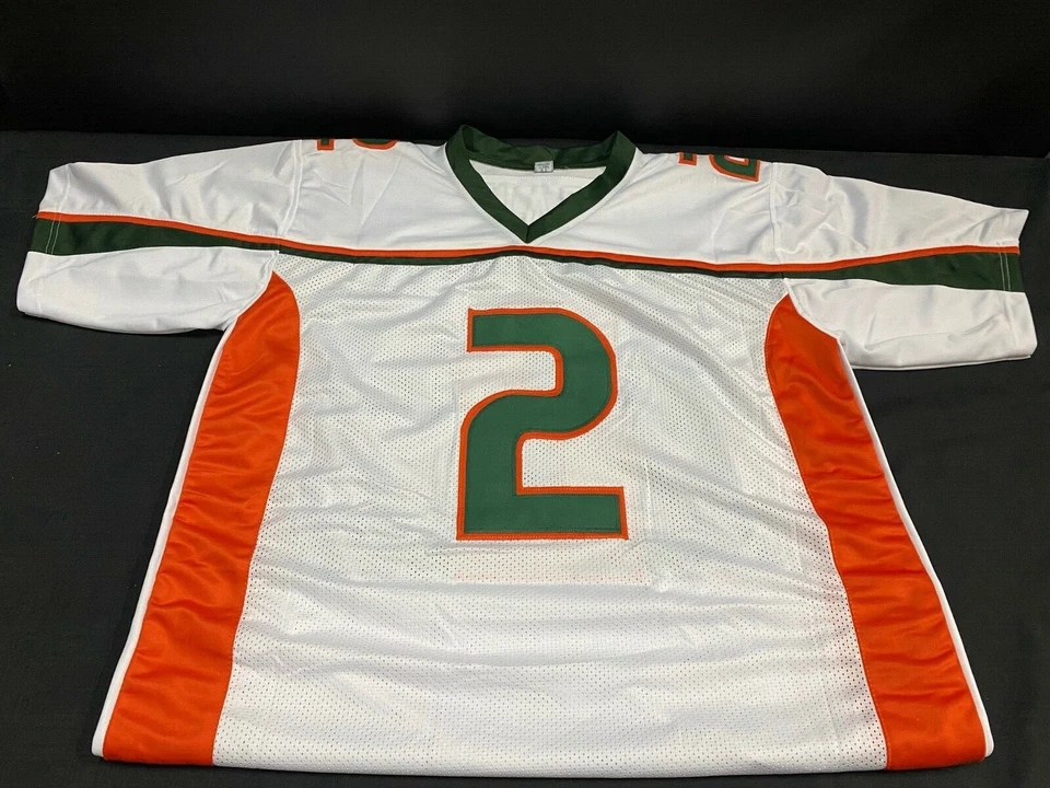 CAMISETA COSIDA FIRMADA POR WILLIS MCGAHEE DE LOS HURACANES DE MIAMI CERTIFICADO DE AUTENTICIDAD JSA + INSC. Foto 3 de 3