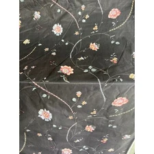 Vintage Cohama Riverdale Fabric Black Floral Polished Chintz Upholstery