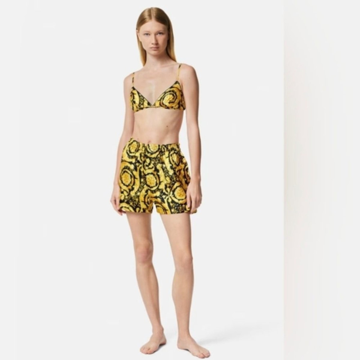 NEW VERSACE BAROCCO SILK PAJAMA SHORTS & BRALETTE SET | eBay